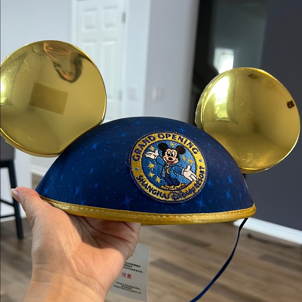 Shanghai Disney Blue and Gold Mickey Ears Hat
